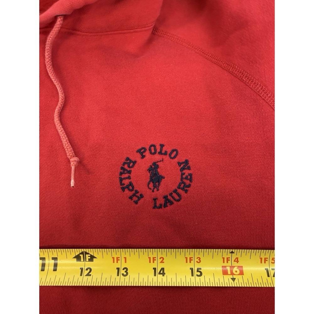 Vintage 90s Polo Ralph Lauren Men's Red Circle Logo Hoodie Sweatshirt Size Small - Picture 5 of 8